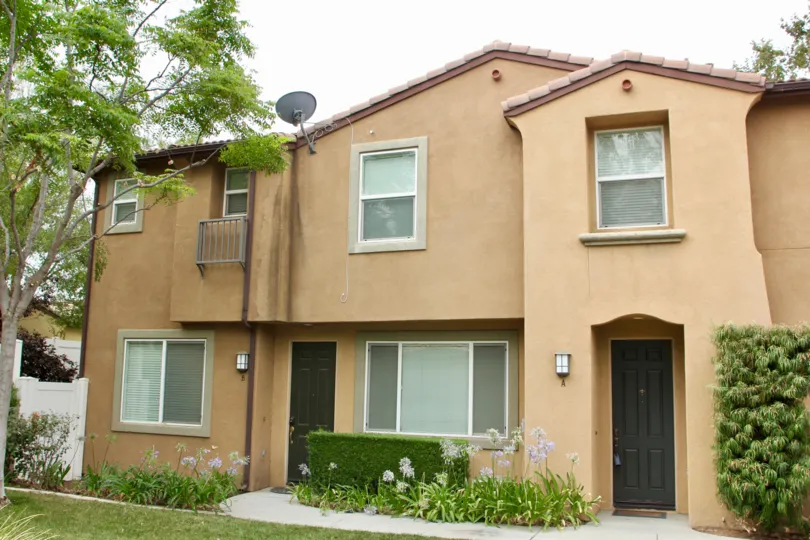 Promontory Pointe moreno valley California one big home and two door brown paint attached in glass window and dish foe home