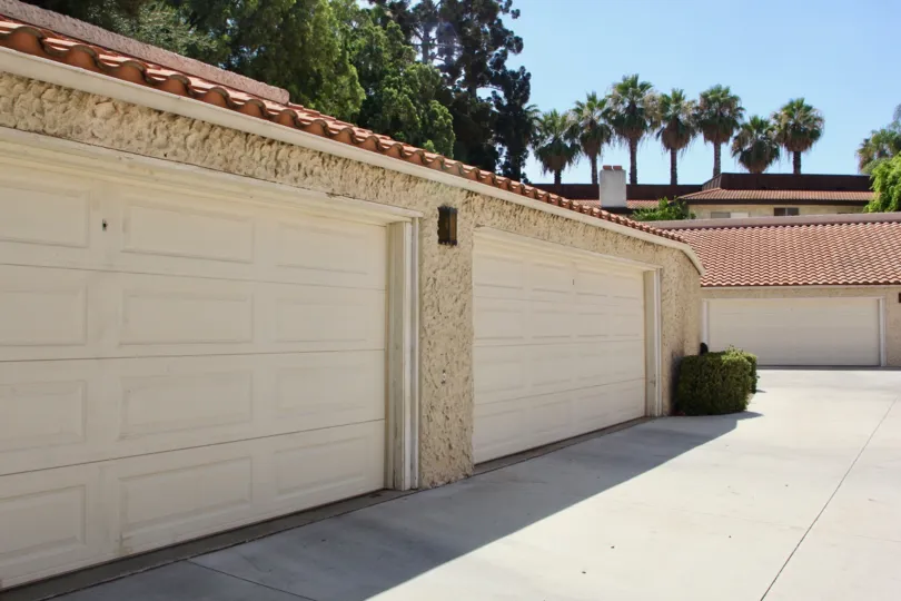 a close view at storage or parking garage at 14th Green Condos community for her residents, riverside, California