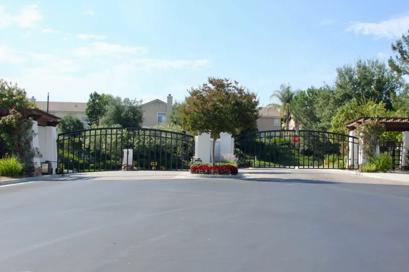 View of the entrance and exit gates for the community.