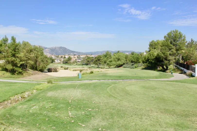 Hole layout from tee at Fairways at Redhawk in Temecula, CA