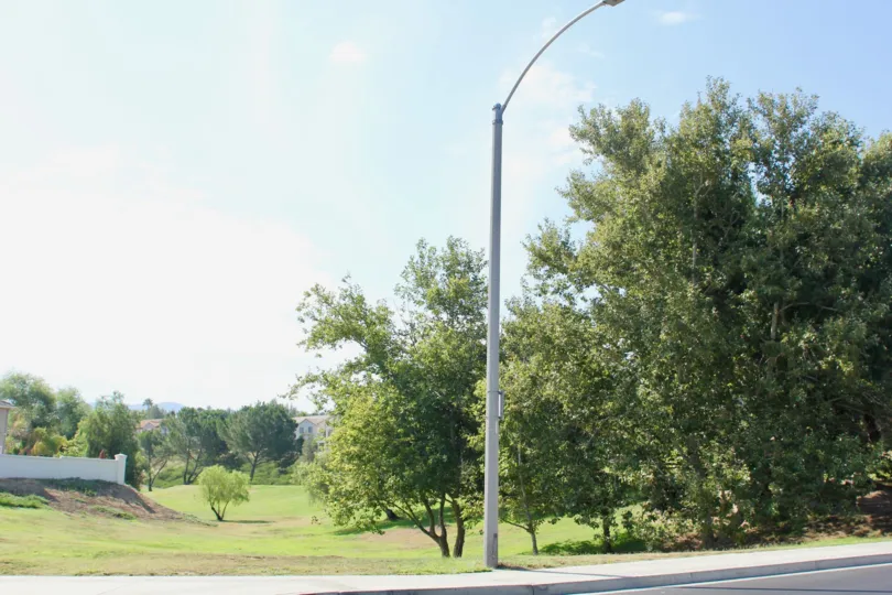 A single street light sits in a field at Fairways at Redhawk.