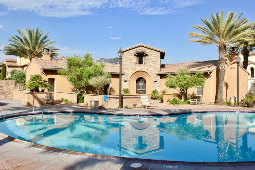 Deep blue water fills a pool at the Reflections at Temecula Lane.