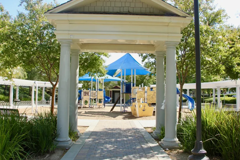 Beautiful entrance to event space of Savannah at Harveston community, temecula, California