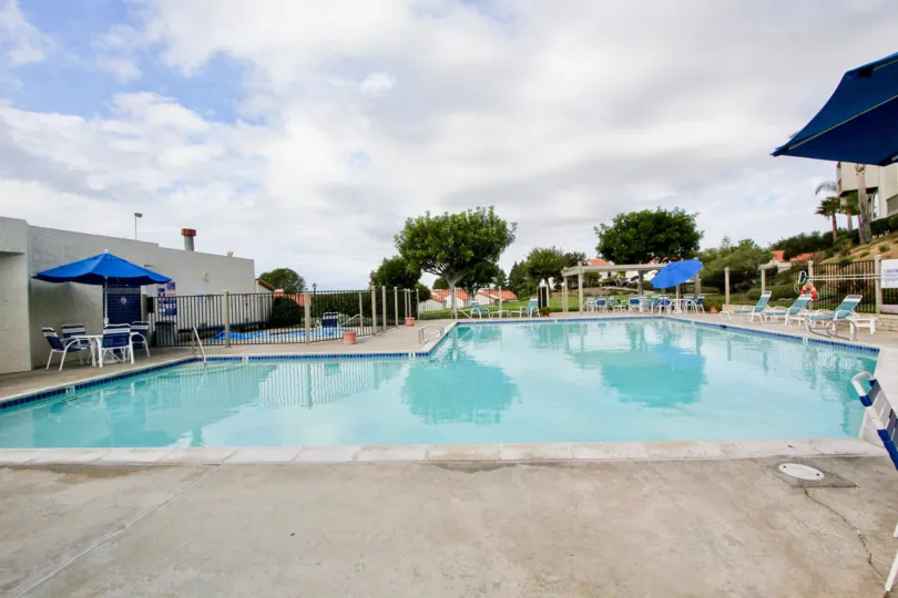 Swimming pool with awesome view with trees and sitouts in Alta Mira II of Carlsbad