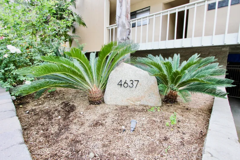 Rock with house number on it in Bristol Anchorage Carlsbad, CA