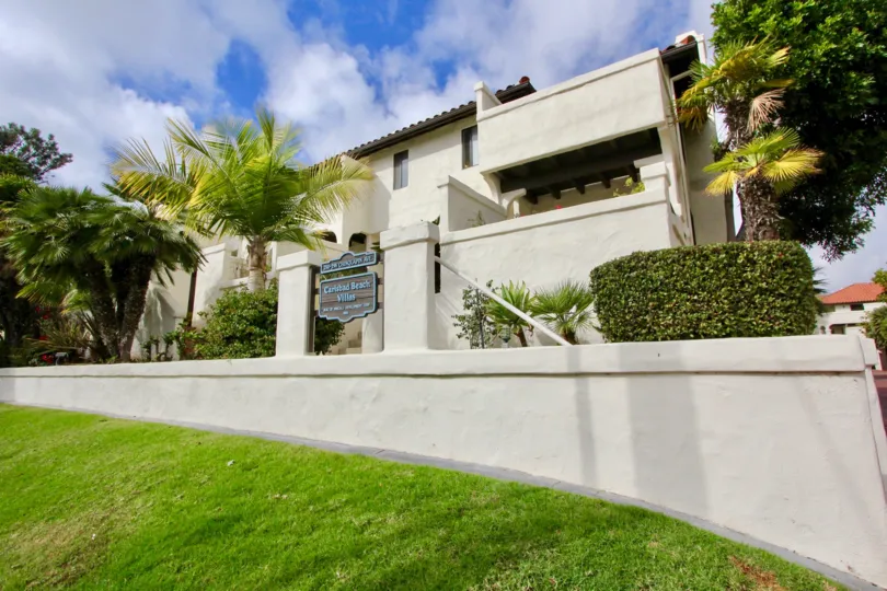 Green landscaping at Carlsbad Beach Villas in Carlsbad, California.