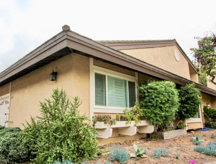 THE APARTMENT IN THE CARLSBAD PALISDES WITH THE PLANTS, TREES