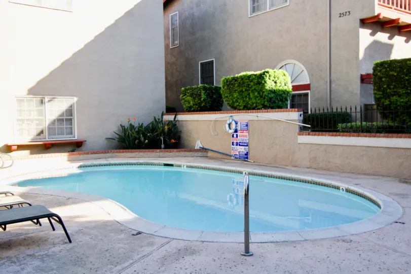 A sunny day in the Fairways South with small swimming pool.