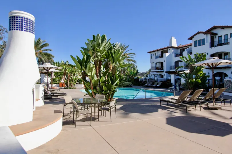 A sunny day by the pool at La Costa Resort Villas in Carlsbad, CA.