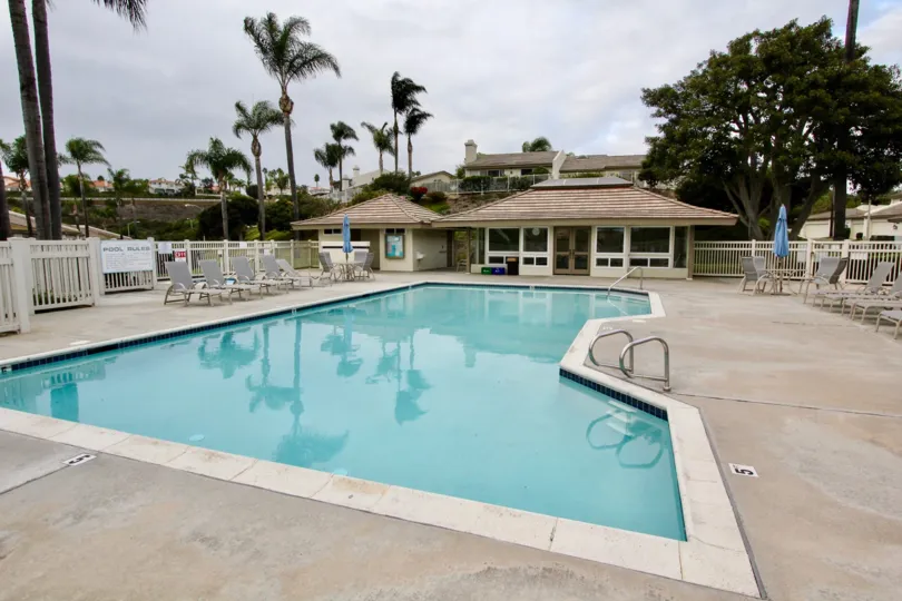A crystal clear pool in Laguna Del Mar In sunny Carlsbad California.