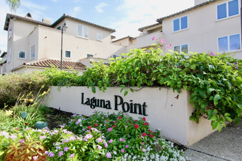 THE HOUSE IN THE LAGUNA POINT WITH THE LAGUNA POINT WALL, FLOWER PLANTS, OTHER PLANTS