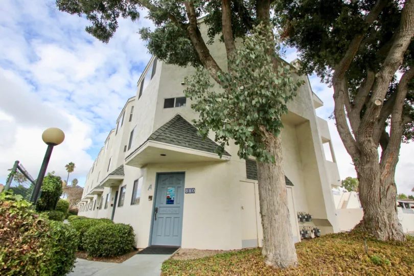 house view with precious trees, community- Leisure View Villas, located at Carlsbad, California