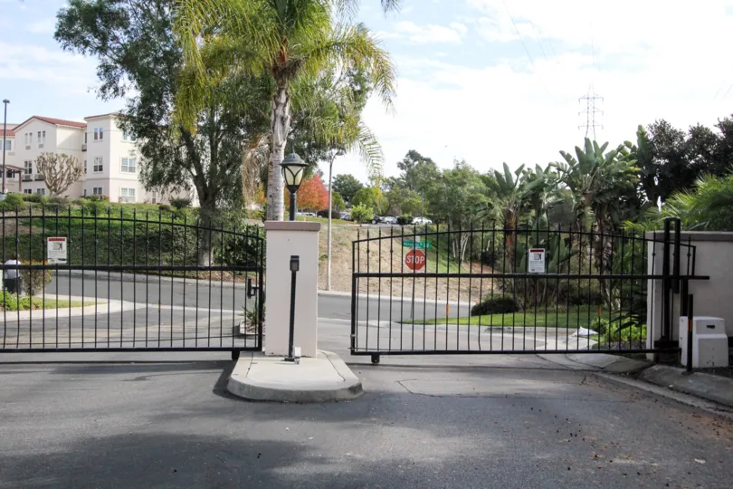 Outside the gate in Seaport Villas has street route board and street board mentioned STOP