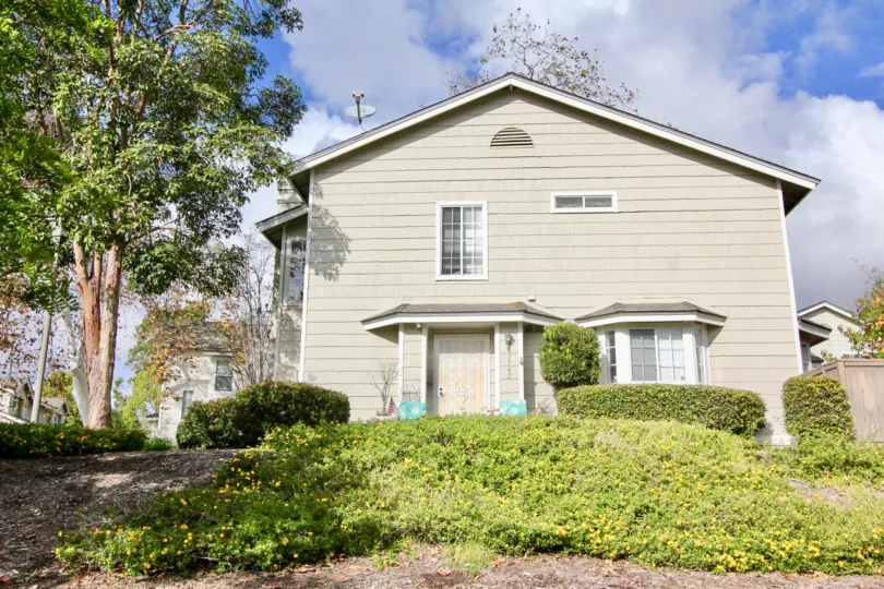 sunny day showing house named as The Crest, located at Carlsbad, California