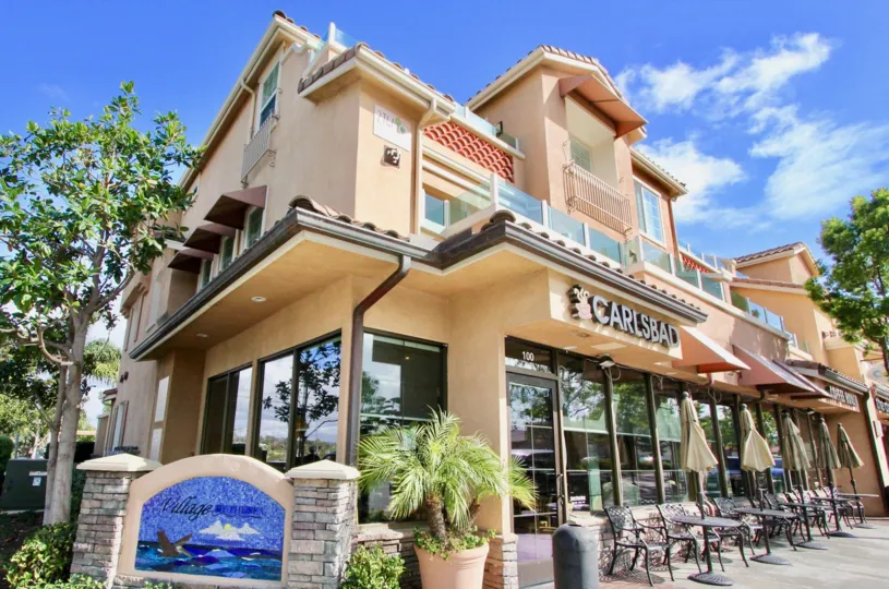 Relaxing shopping complex in Village by the Sea in Carlsbad, California