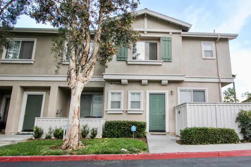 Walkway to two-story apartment at Antigua in Chula Vista, Ca.