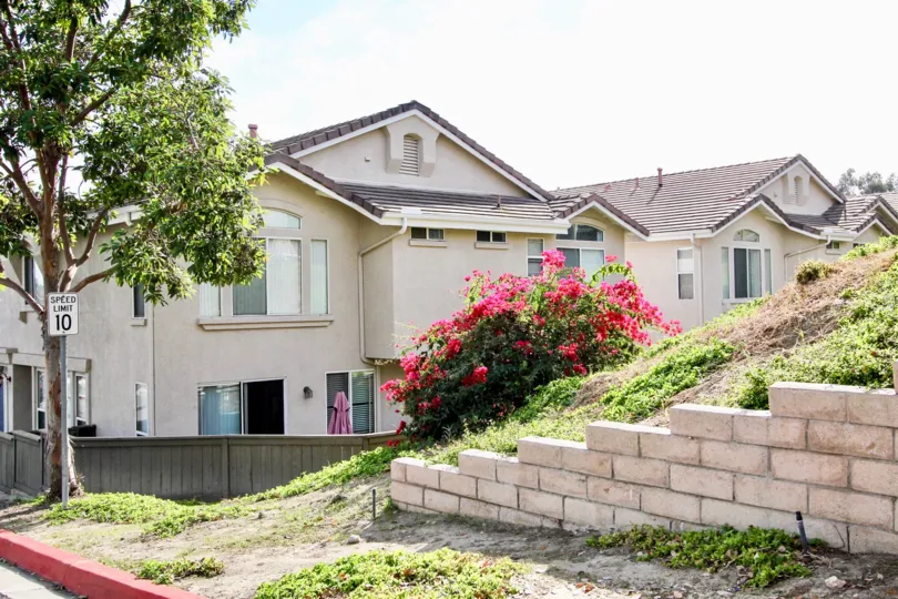 Sunny backyard view in Bolero of Chula Vista in California