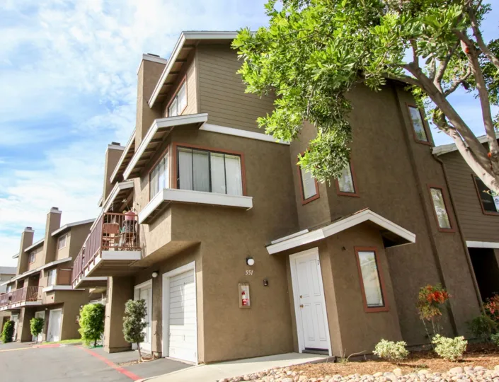A three story residential building inside the Brandywine Classics community in Chula Vista CA