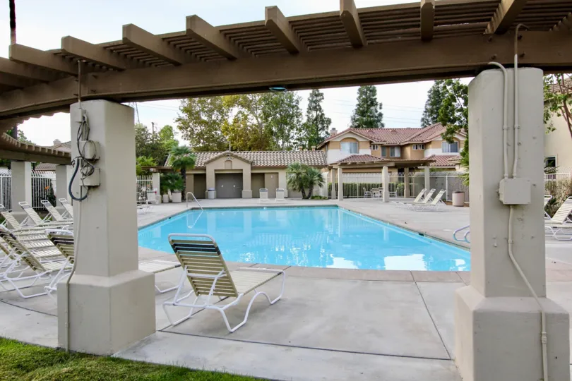 A light blue swimming pool inside the Chapala community at Chula Vista CA