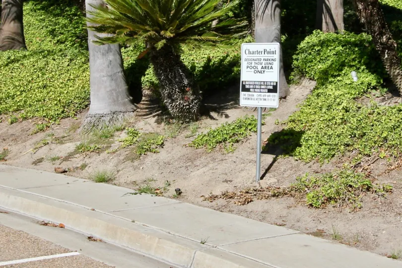 Charter Point Chula Vista California Pool Area Only Parking Sign