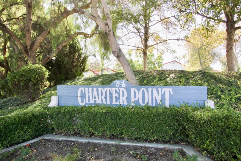 A sign of the community name in Charter Point neighborhood