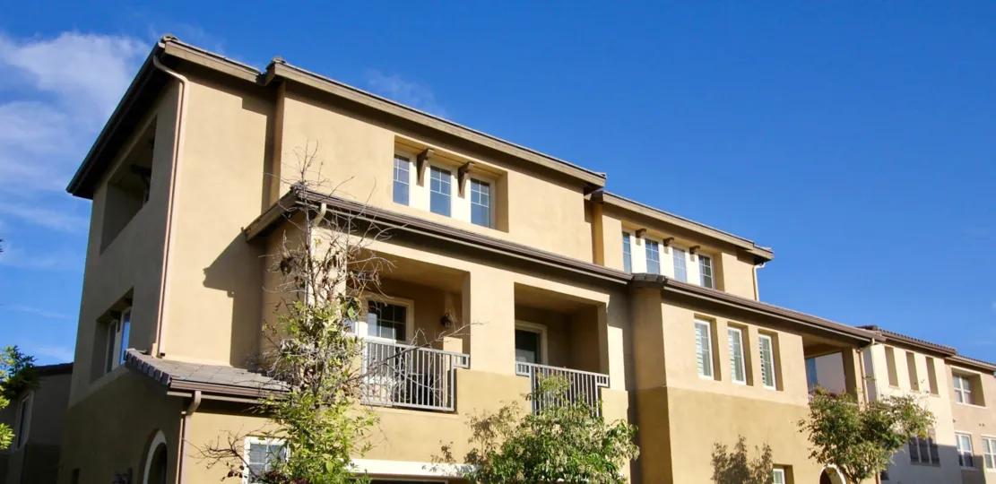 A sunny day with small green trees outside a house in Clover of Chula Vista