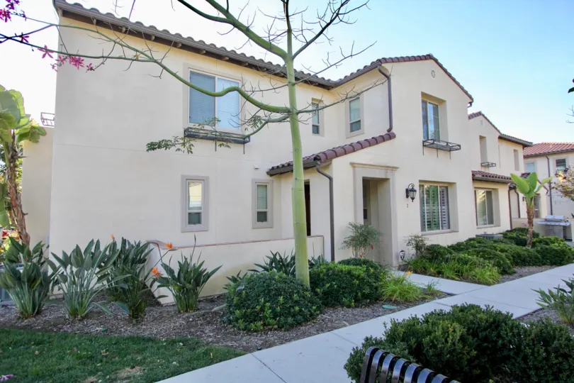 The green landscaping of a home in Cordova community in Chula Vista, California.