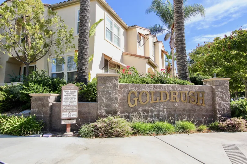 A sign says Gold Rush in gold in Chula Vista, California.