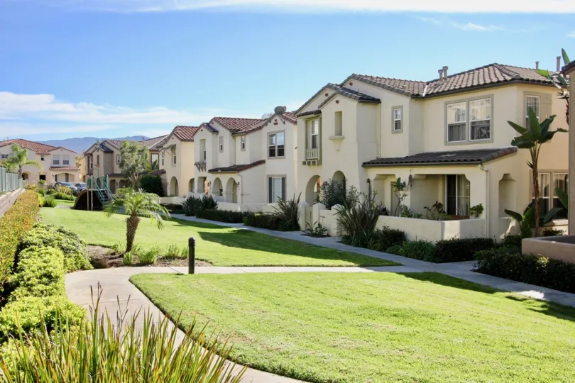 symmetrical architectural housing with plenty of greenery in Gold Rush of chula vista