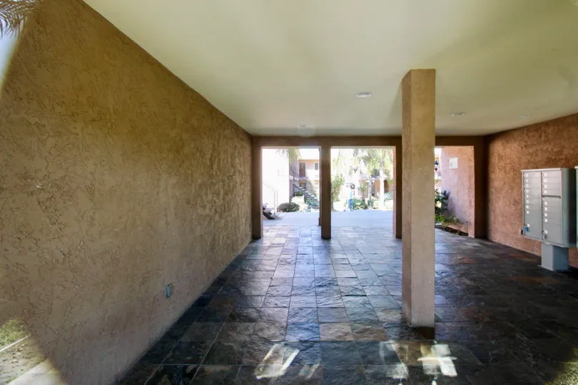 Walk in entry with mailboxes at Las Palmas in Chula. ista, Ca.