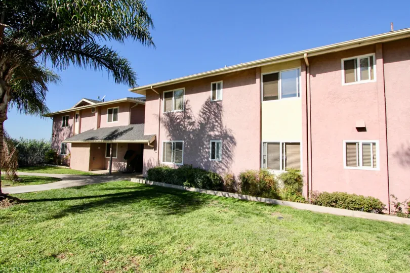 A sunny day in the Las Palmas with many types of trees and the house at Chula Vista in California