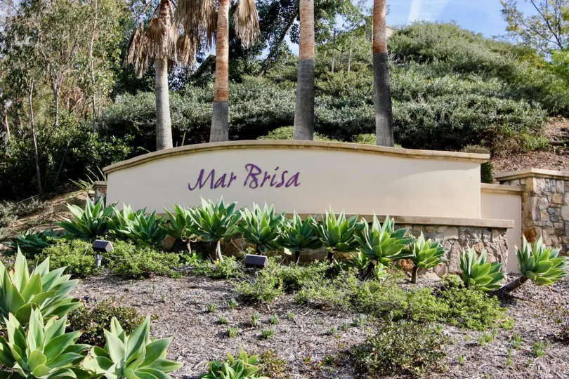 Some of the landscaping at the grand entrance of the Mar Brisa Community in Chula Vista, CA