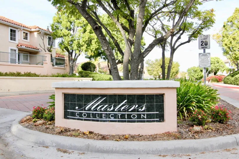 Entranceway to Masters Collection residences, Chula Vista, California with posted speed limit.