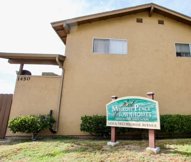 A side view of townhome in the Melrose Place Townhomes community in Chula Vista, California.