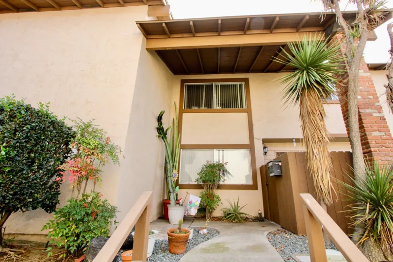 A glimpse at a small patio area in the Melrose Place Townhomes Community in Chula Vista, CA