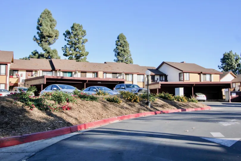 A sunny day with carparking of Melrose Villas with ample space in Chula Vista