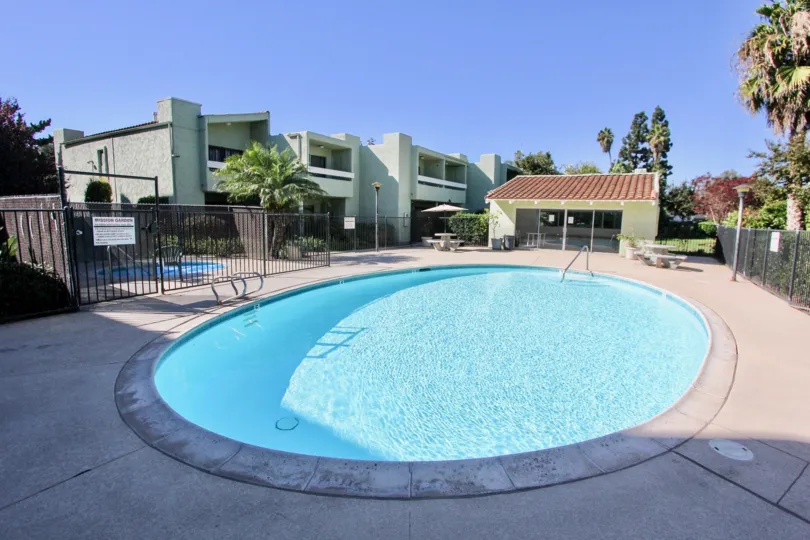 Sunny day, poolside in front of Mission Gardens Community, Chula Vista, CA
