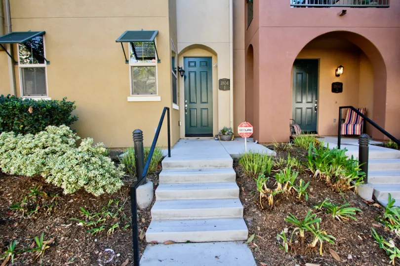 Stairways leading to front door of Mosaic in Chula Vista, California