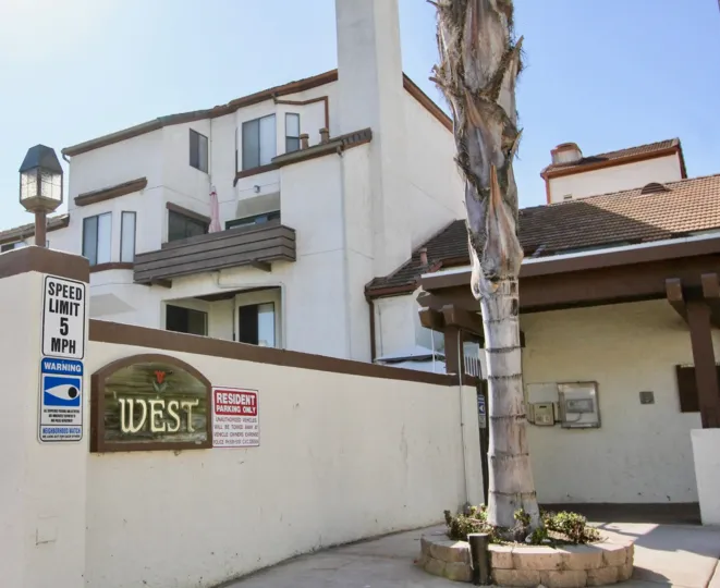Looking back at the Parkwoods Community in Chula Vista, CAfrom the west entrance