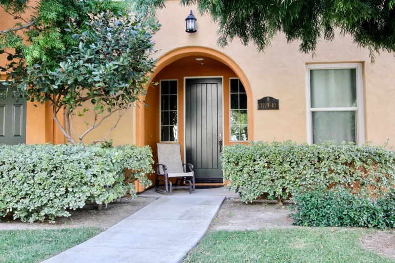 The walkway and entrance to a Sedona home in Chula Vista