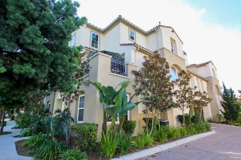Front view of Treviana with landscaping in Chula Vista, Ca.