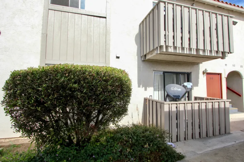 Back of apartments with balconies at Villa De Anita in Chula Vista, Ca.