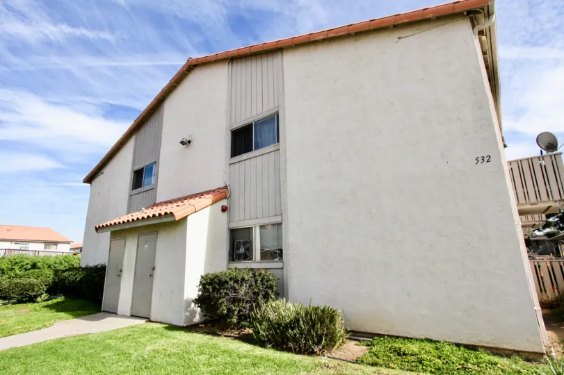 An apartment building at Villa De Anita in Chula Vista, California.