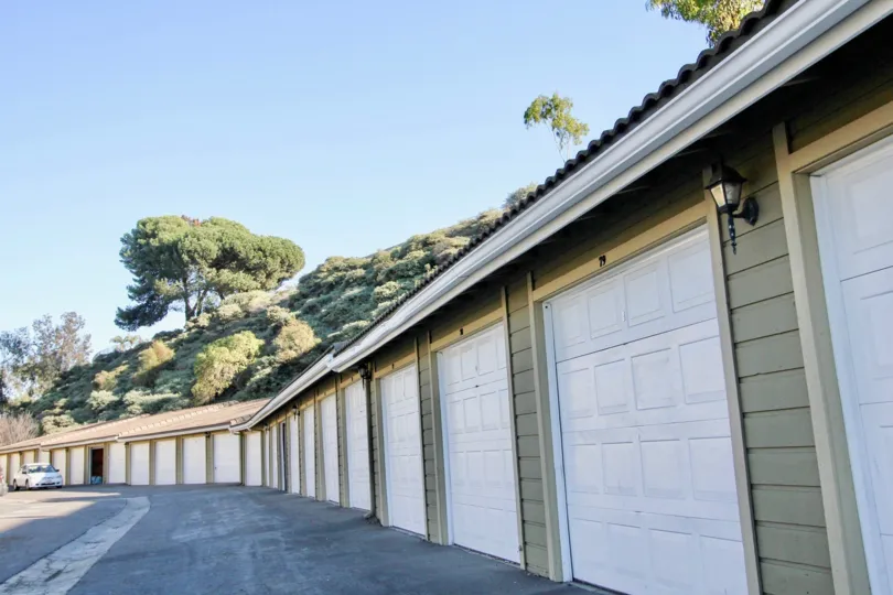 green trees and big garage complex in Woodland Hills