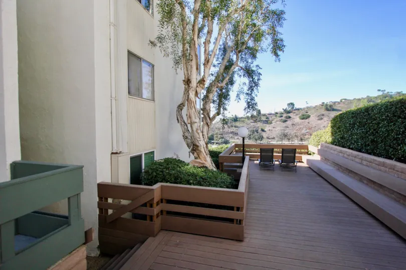 Outdoor deck with view at Bay Ho in Clairemont Mesa, Ca.
