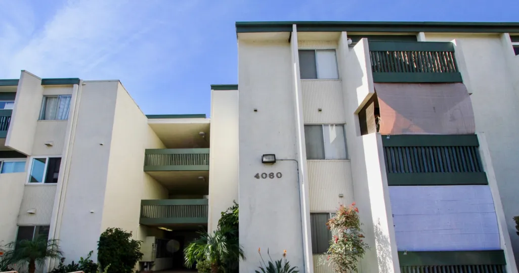 Multiple story residential buildings at Bay Ho in Clairemont Mesa California