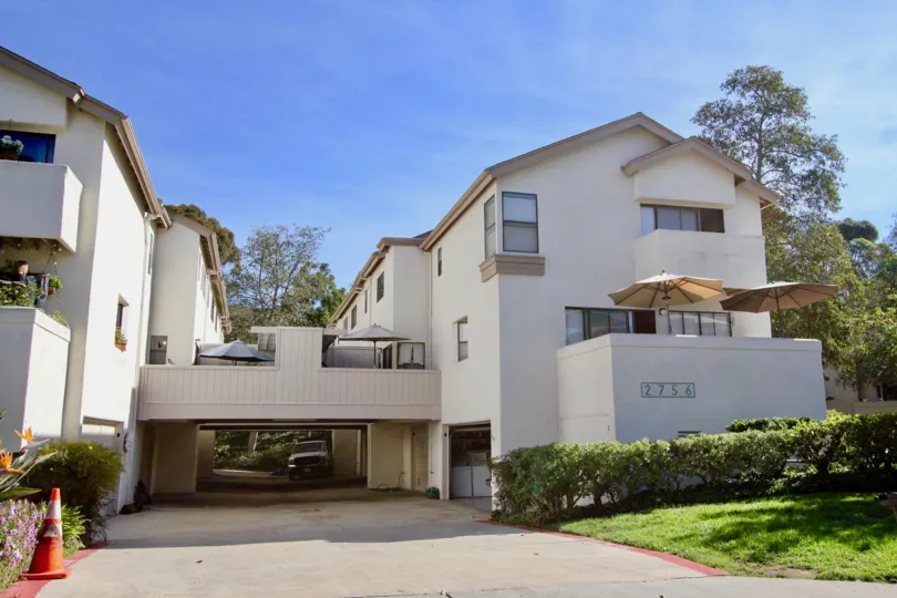 Driveway between two residential buildings at Canyon Rim in Clairemont Mesa California