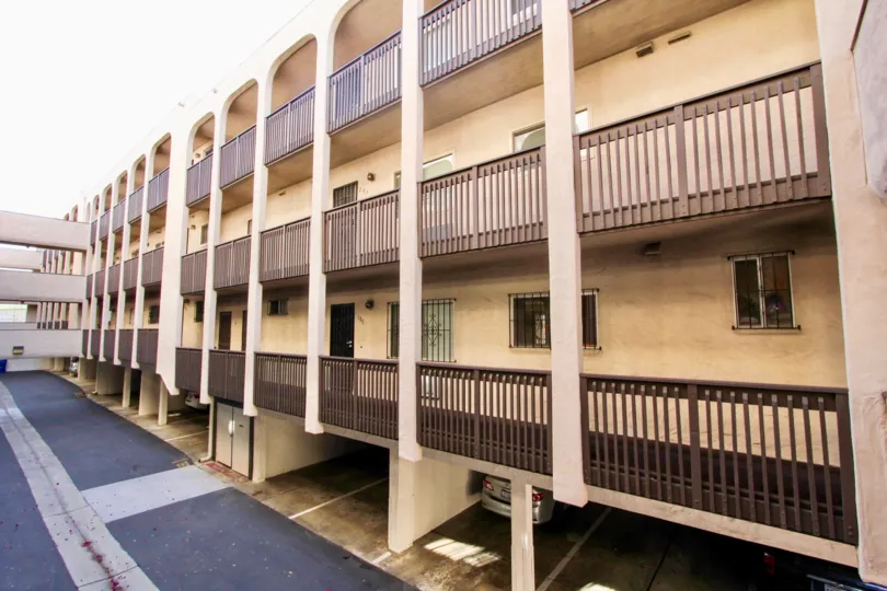 Costa Viva  ,Clairemont Mesa  , California,brown railings,balcony