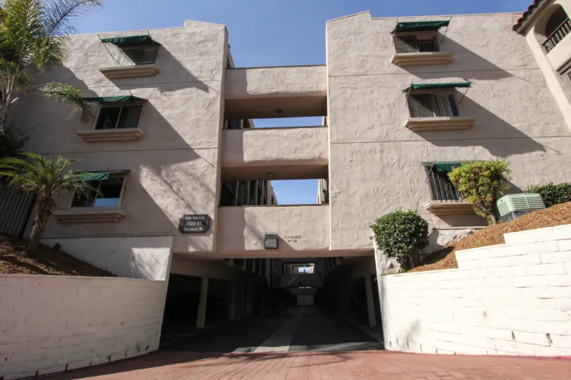 An apartment with entrance view on a sunny day in Costa Viva of Clairemont Mesa