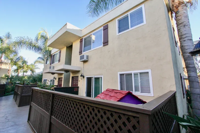 The front of a residential building at Heritage Park Est in Clairemont Mesa California